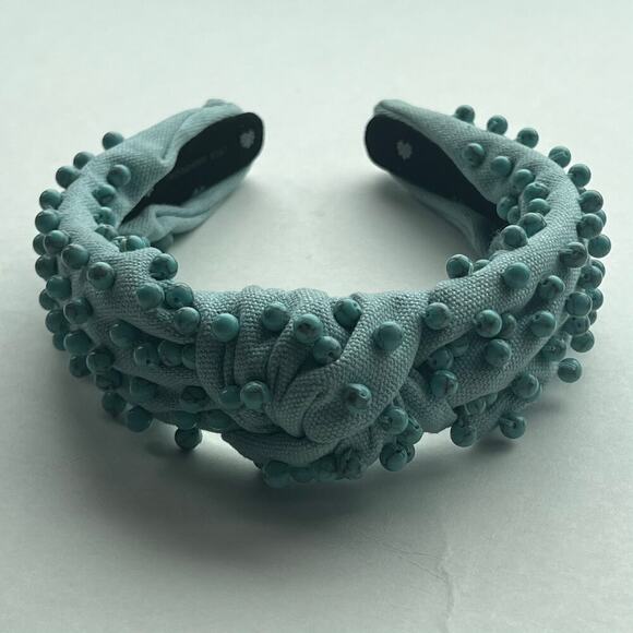 RARE Lele Sadoughi Turquoise Beaded Knotted Headband - Picture 2 of 7